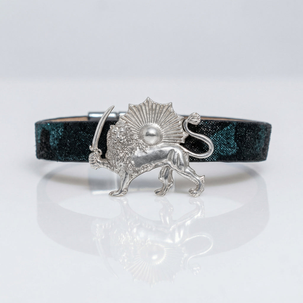 Lion and Sun leather bracelet