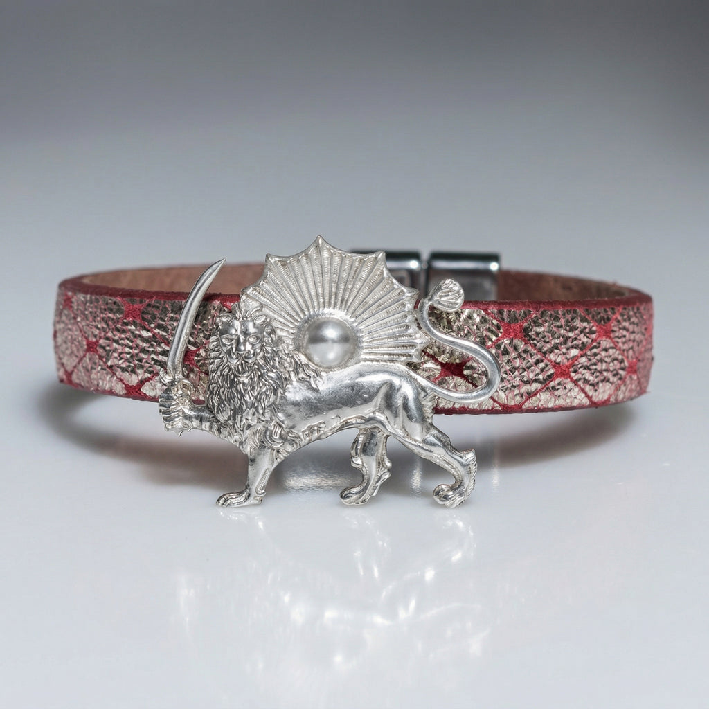 Lion and Sun leather bracelet