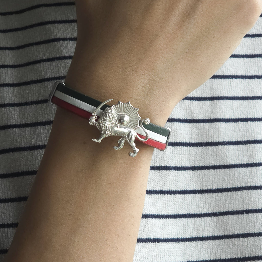 Lion and Sun leather bracelet