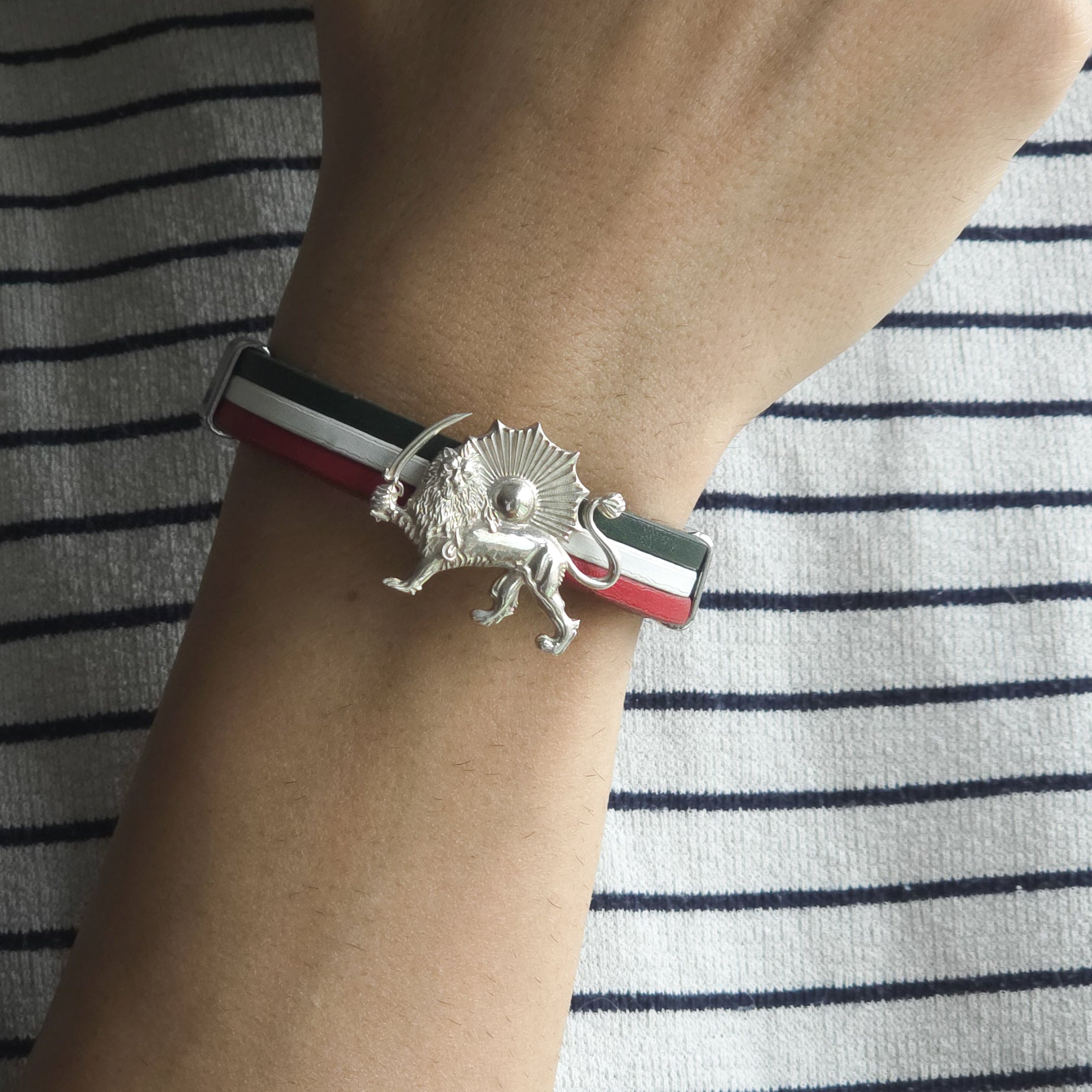 Lion and Sun leather bracelet