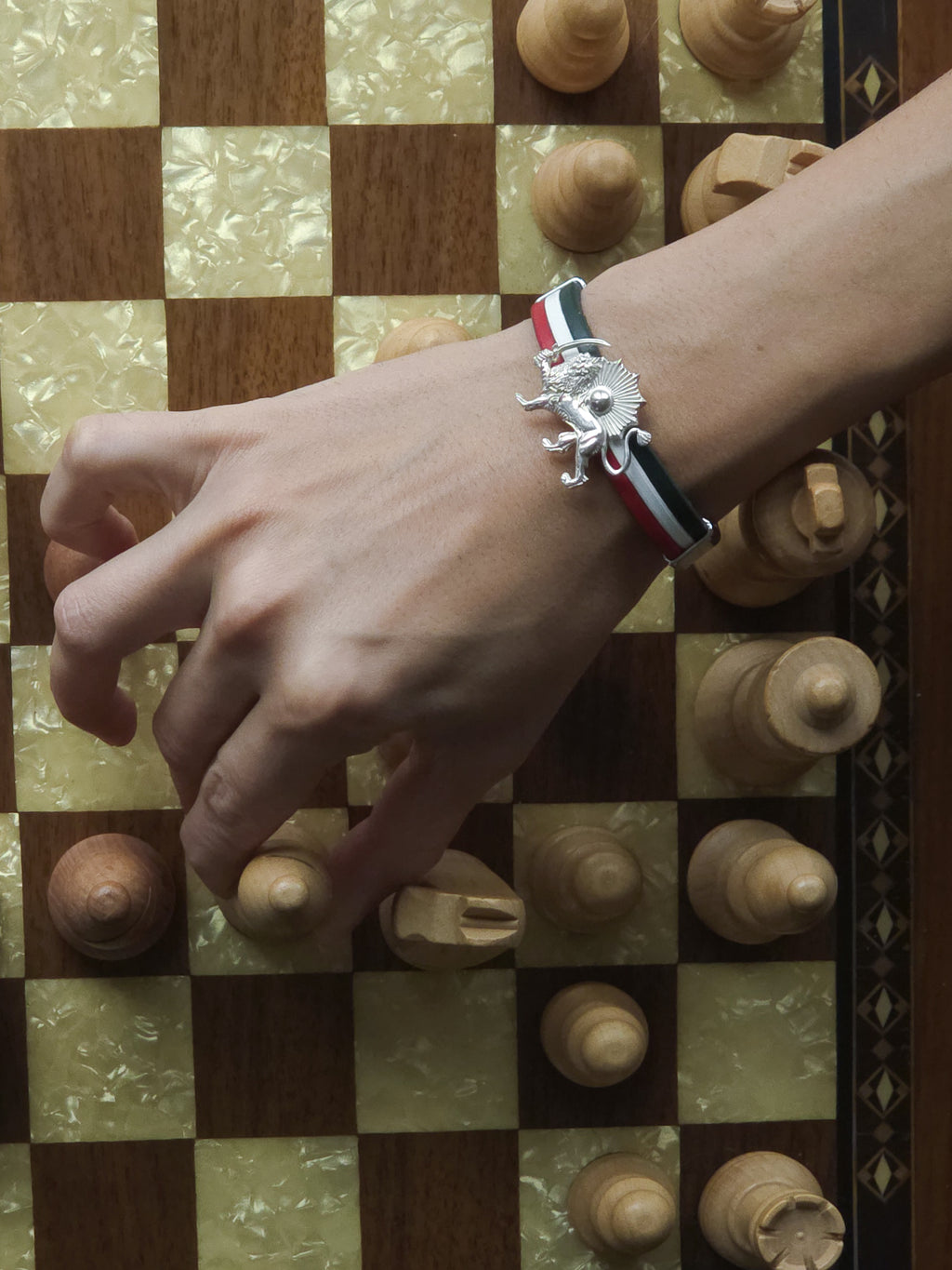 Lion and Sun leather bracelet