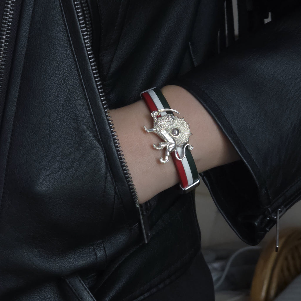 Lion and Sun leather bracelet