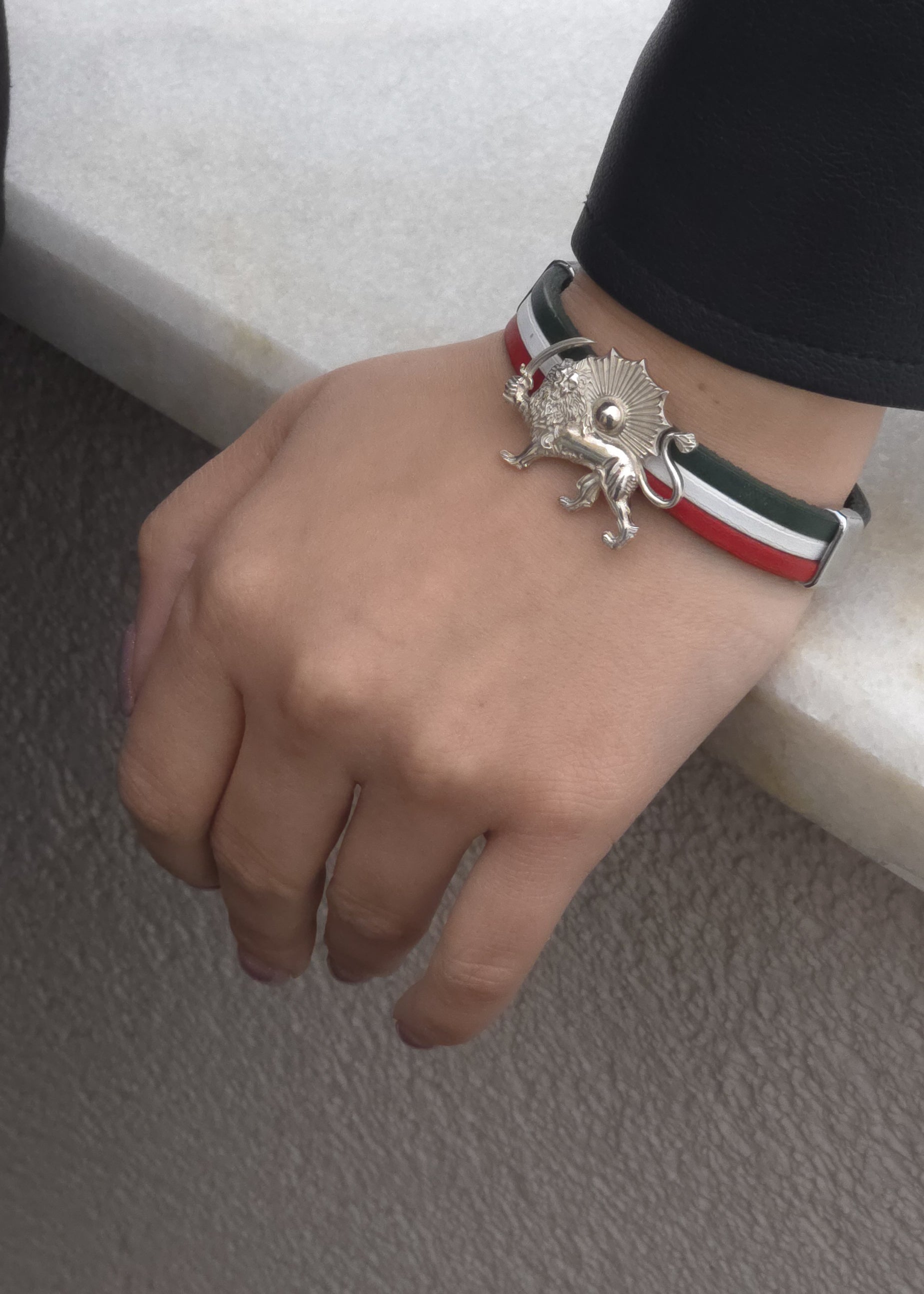 Lion and Sun leather bracelet