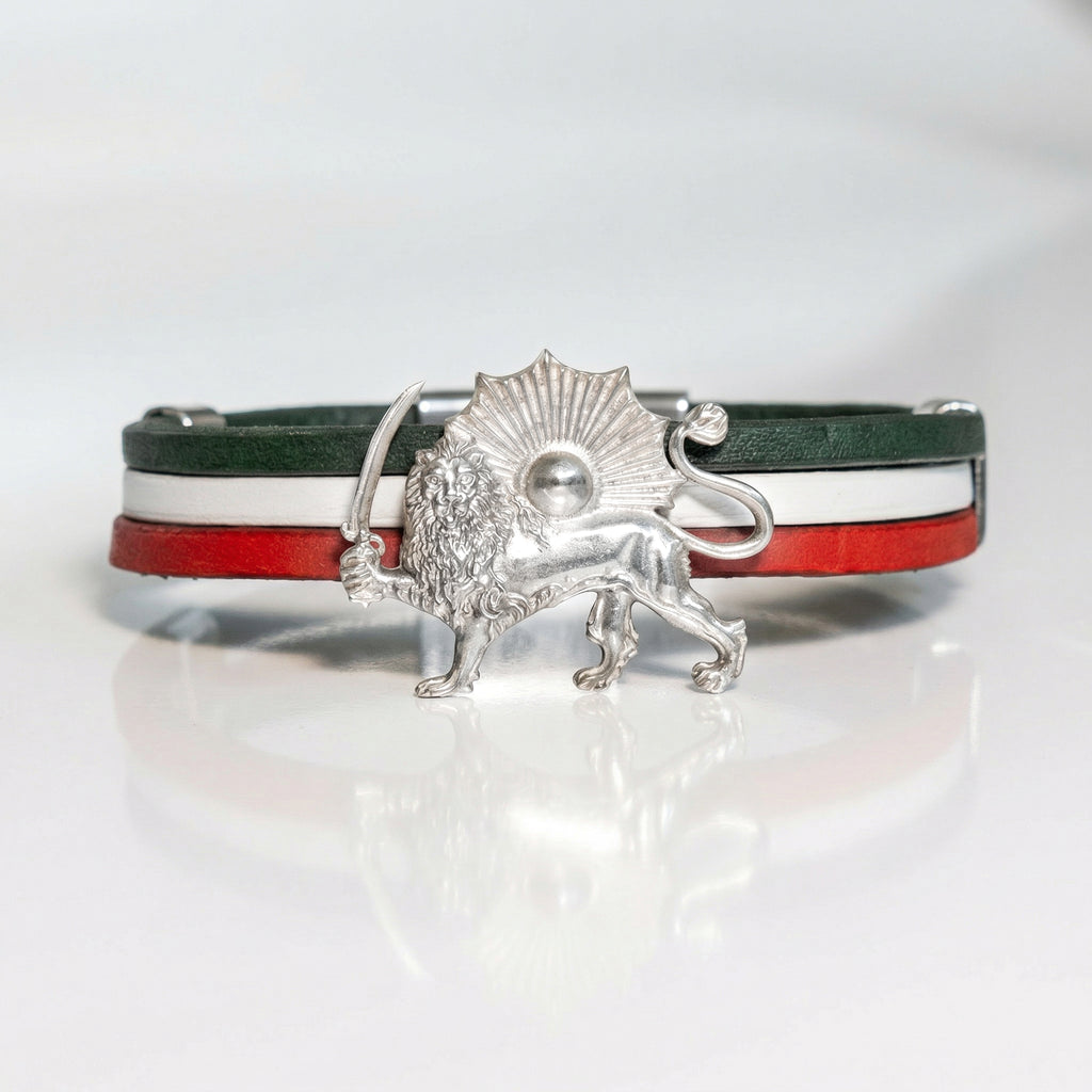 Lion and Sun leather bracelet