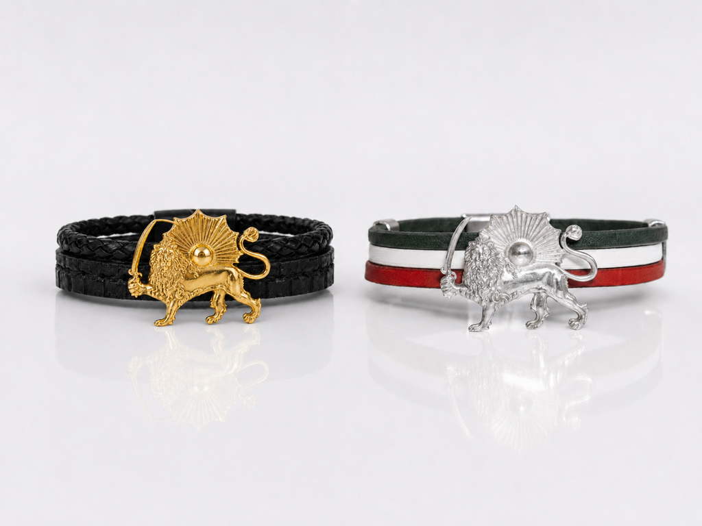 Lion and Sun leather bracelet