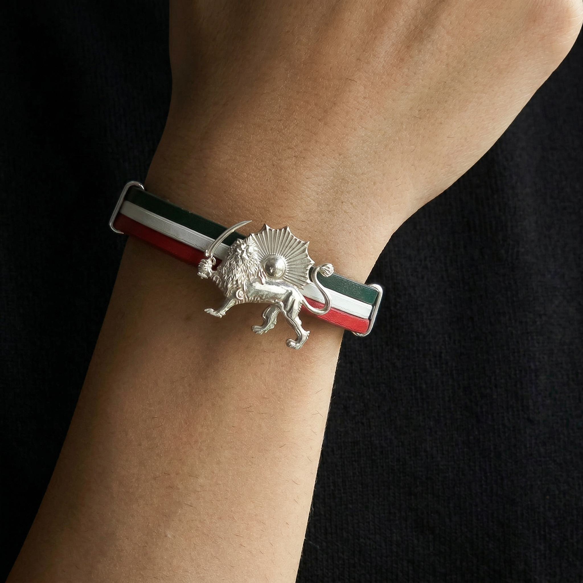 Lion and Sun leather bracelet